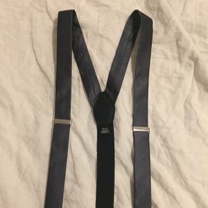 Tie Bar Mens Silk & Leather Suspenders - One Size